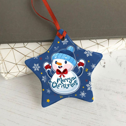 Personalized Star Ceramic Christmas Ornament With Acrylic Pieces