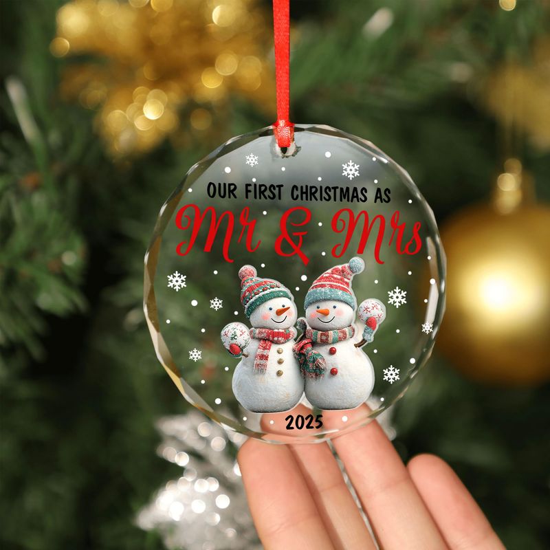 Personalized Round Glass Christmas Ornament With Acrylic Pieces