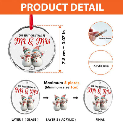 Personalized Round Glass Christmas Ornament With Acrylic Pieces