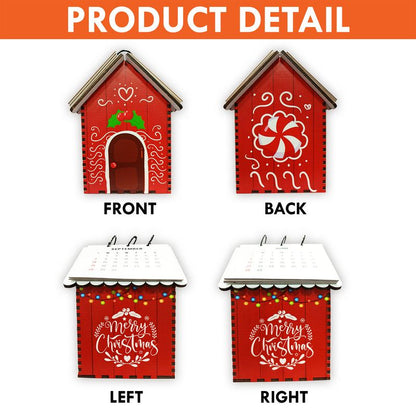 Personalized House Box Wooden Desk Calendar With Storage