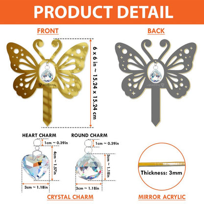Personalized Acrylic Plant Stake with Crystal Charm